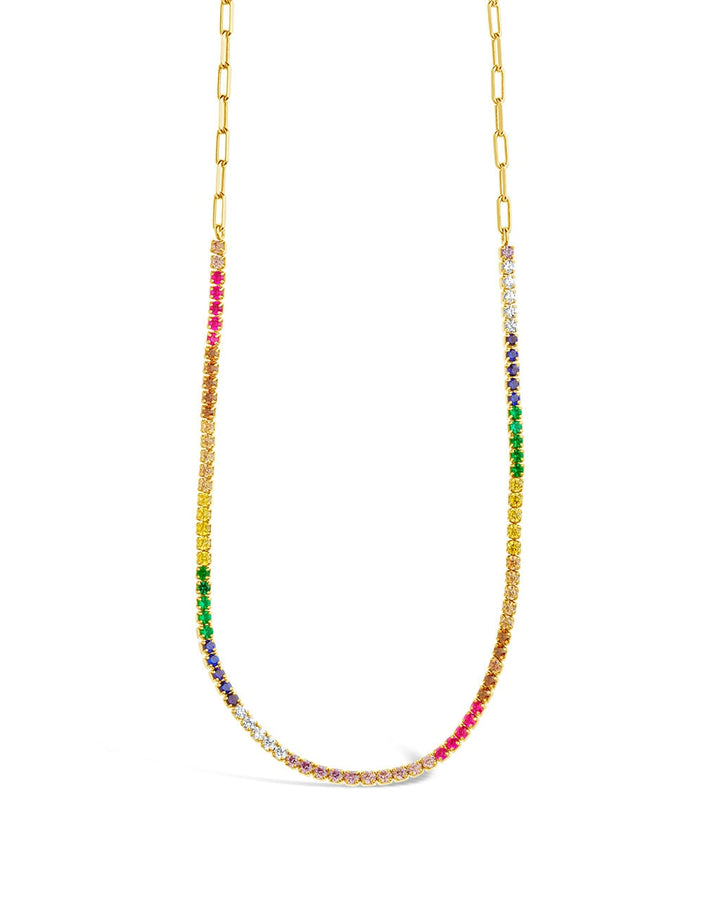 Maria Chain & Rainbow CZ Tennis Necklace