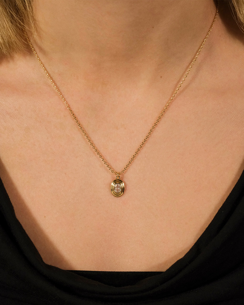 Betsy Oval CZ Pendant Necklace