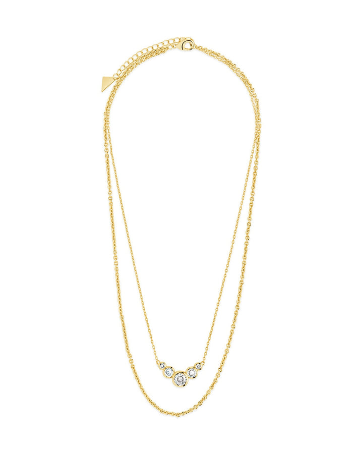Eileen CZ Bezel Layered Chain Necklace