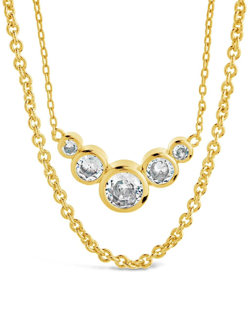 Eileen CZ Bezel Layered Chain Necklace