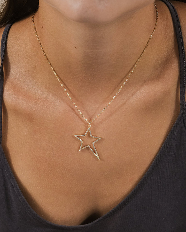 Statement CZ Star Outline Necklace