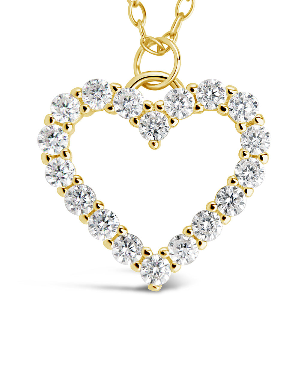 Sterling Silver Cubic Zirconia Outline Heart Pendant Necklace