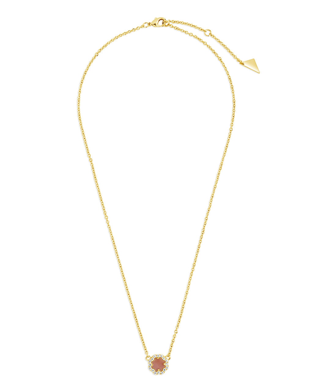 CZ Bezel Rose Petal Pendant Necklace