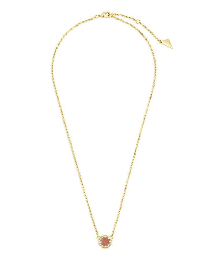 CZ Bezel Rose Petal Pendant Necklace