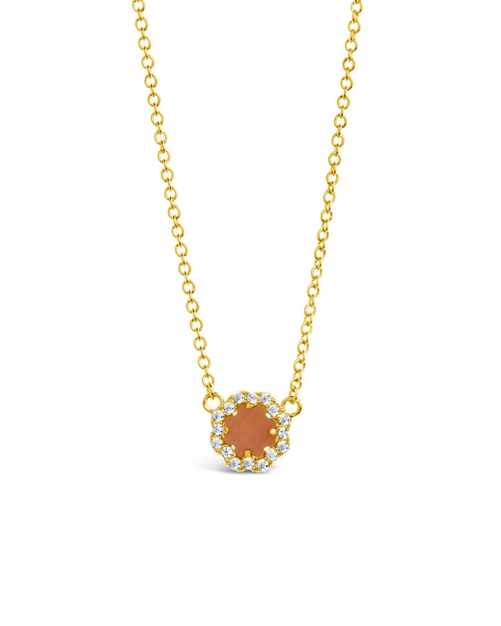 CZ Bezel Rose Petal Pendant Necklace