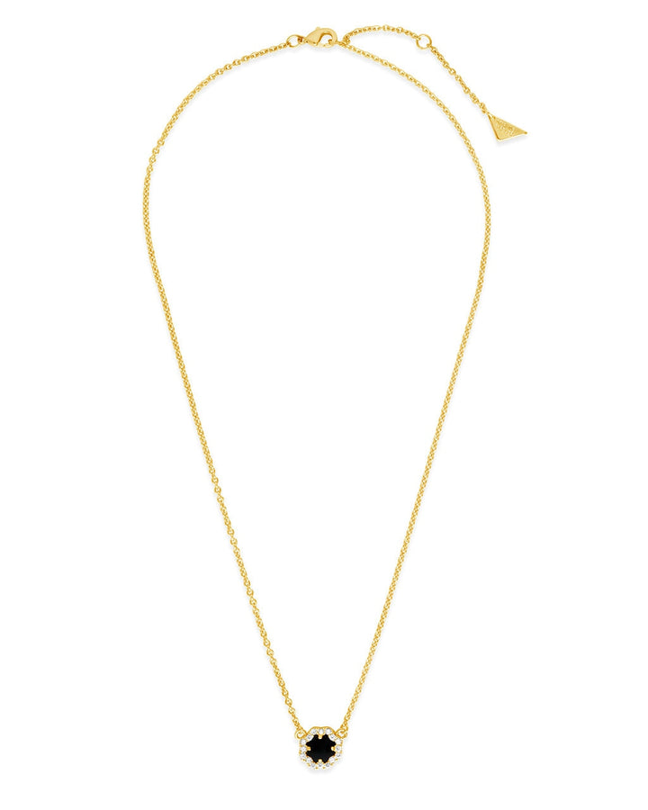 CZ Bezel Rose Petal Pendant Necklace