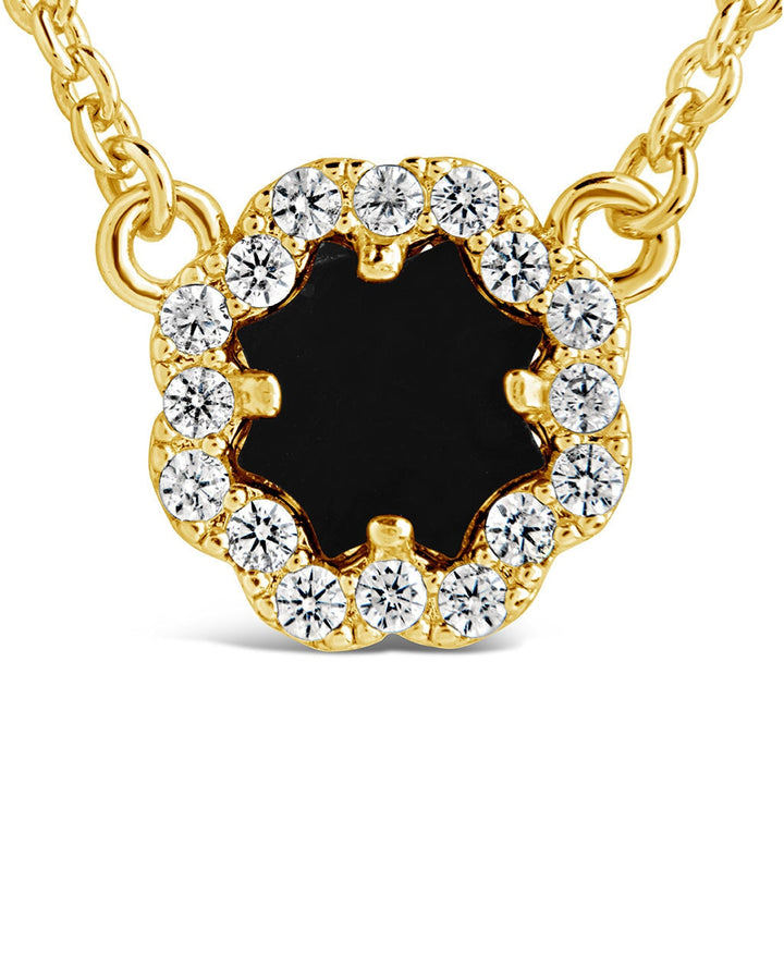 CZ Bezel Rose Petal Pendant Necklace