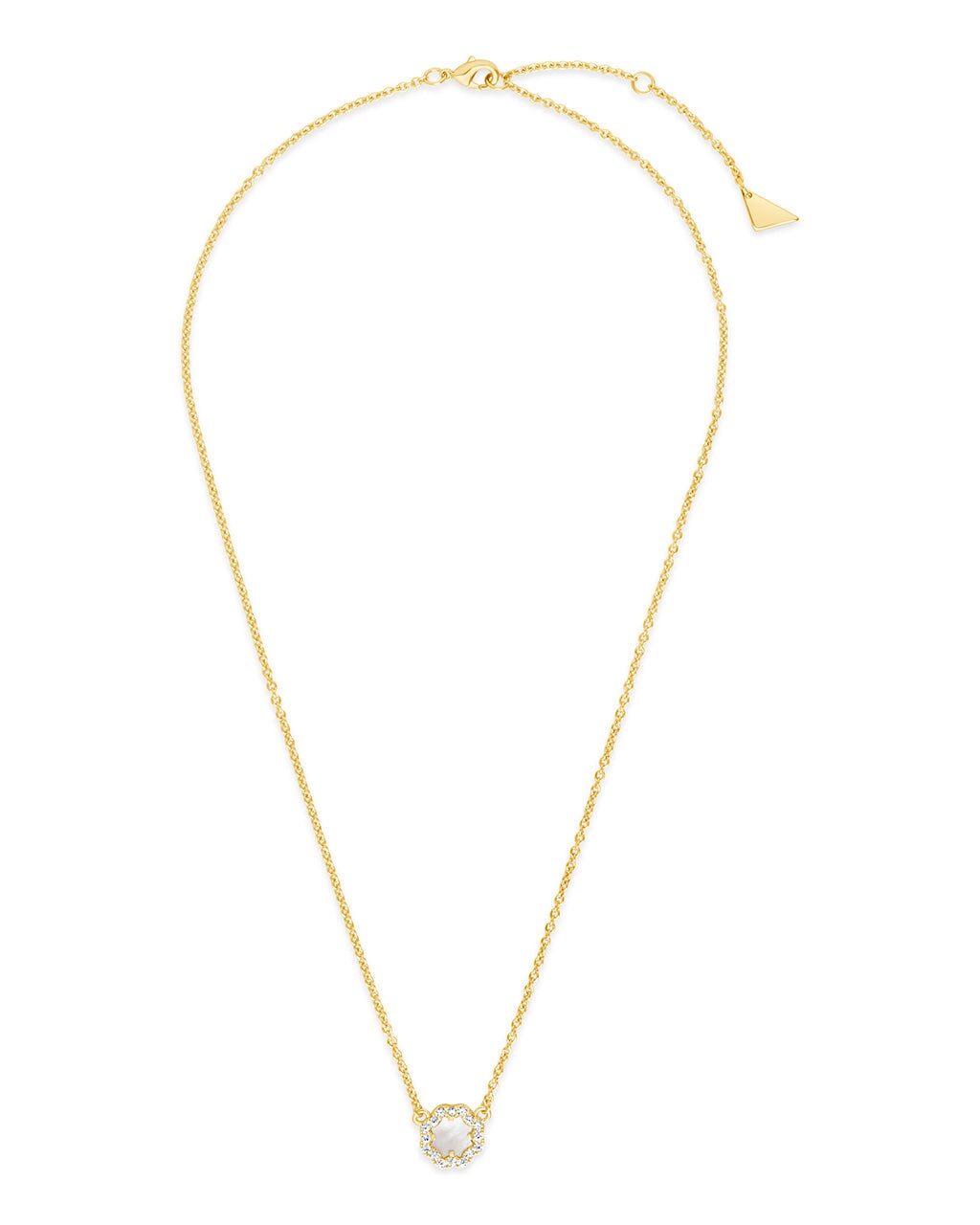 CZ Bezel Rose Petal Pendant Necklace