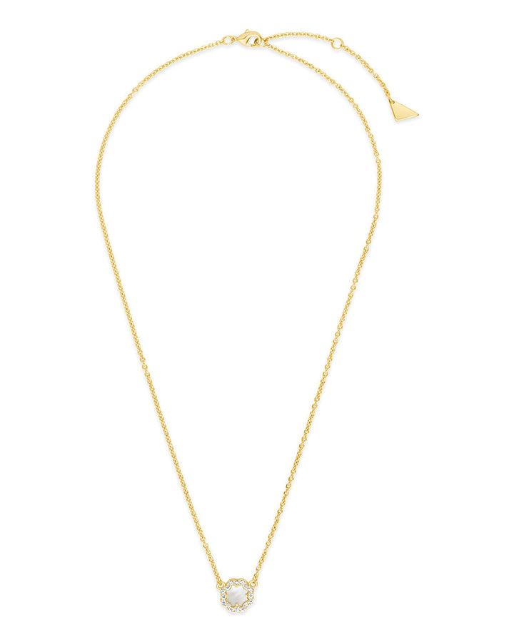 CZ Bezel Rose Petal Pendant Necklace