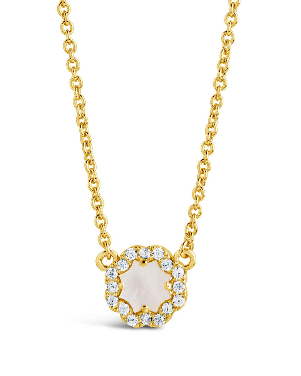 CZ Bezel Rose Petal Pendant Necklace