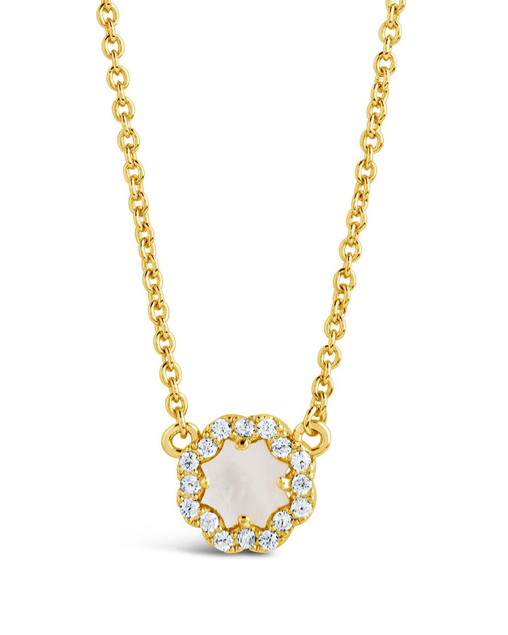 CZ Bezel Rose Petal Pendant Necklace
