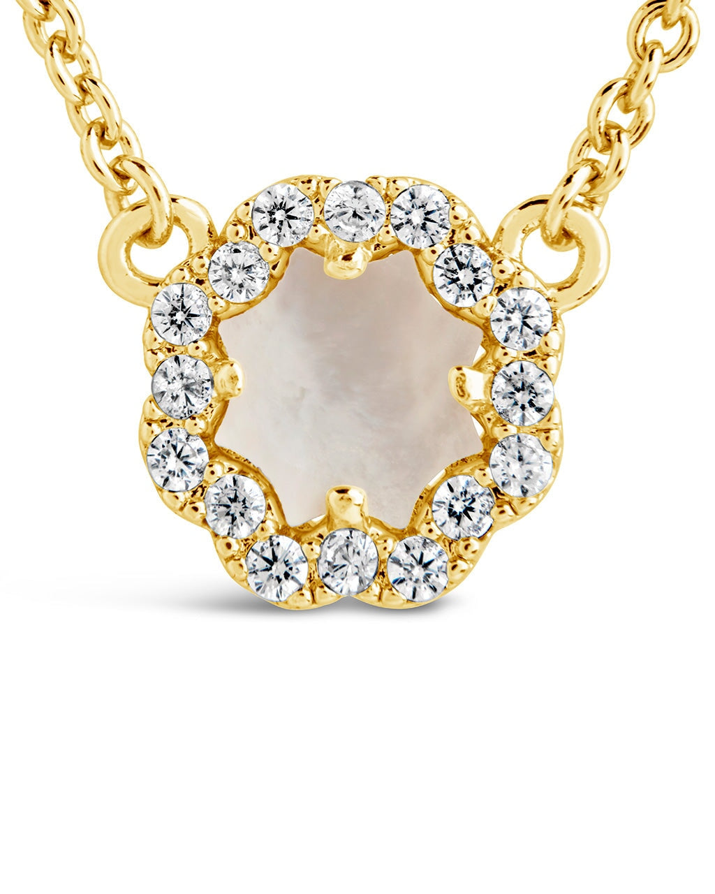 CZ Bezel Rose Petal Pendant Necklace