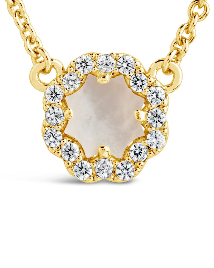 CZ Bezel Rose Petal Pendant Necklace