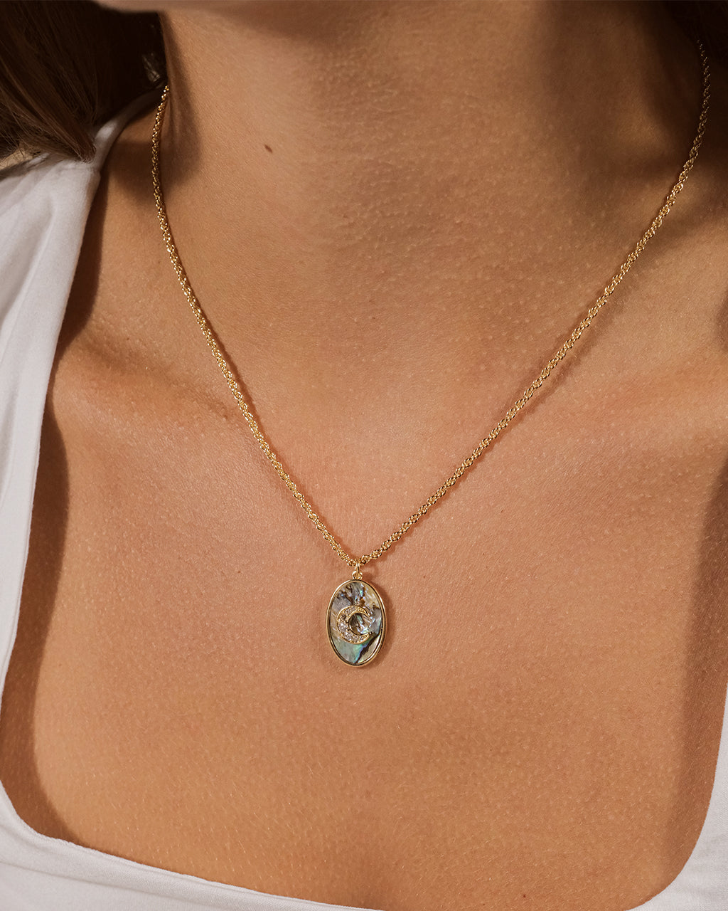 Carrie CZ & Abalone Night Sky Pendant Necklace