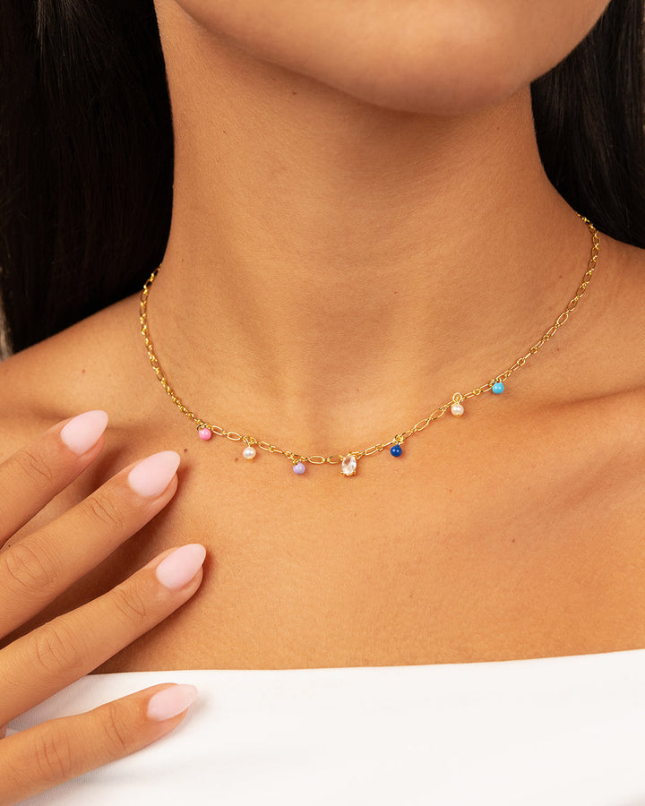 Ula CZ & Enamel Charm Necklace