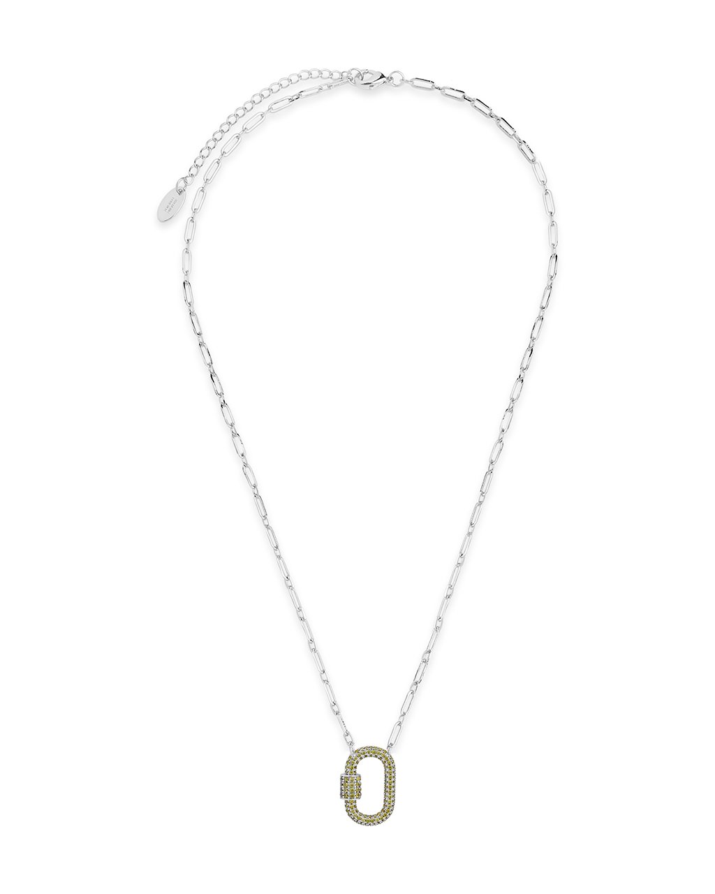 Pave CZ Carabiner Lock Necklace