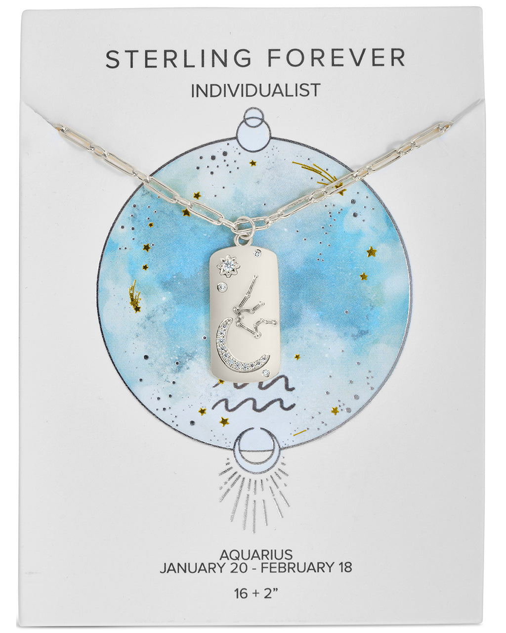 CZ Constellation Dog Tag Pendant Necklace