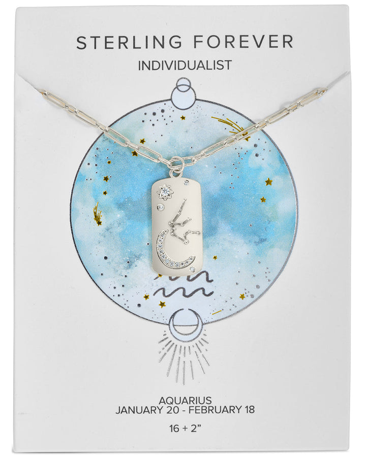 CZ Constellation Dog Tag Pendant Necklace