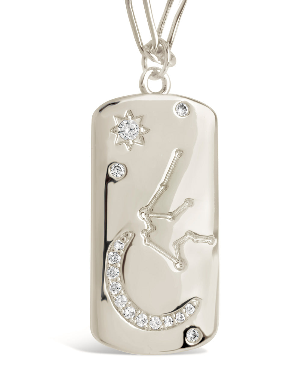 CZ Constellation Dog Tag Pendant Necklace