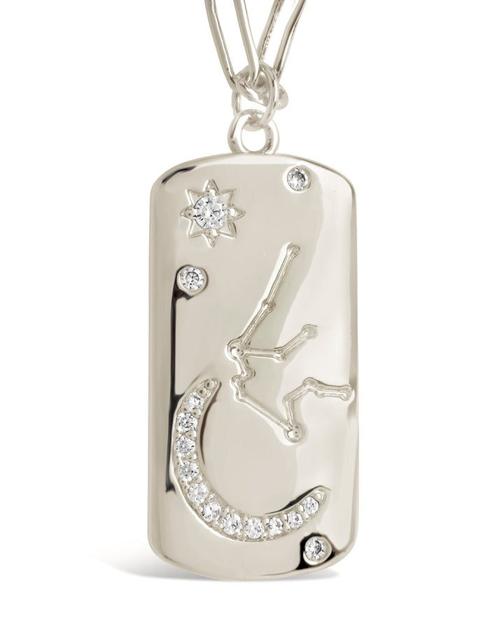 CZ Constellation Dog Tag Pendant Necklace
