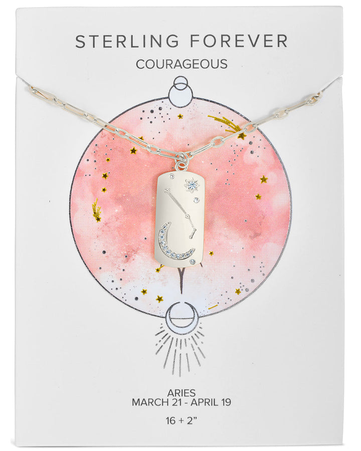 CZ Constellation Dog Tag Pendant Necklace