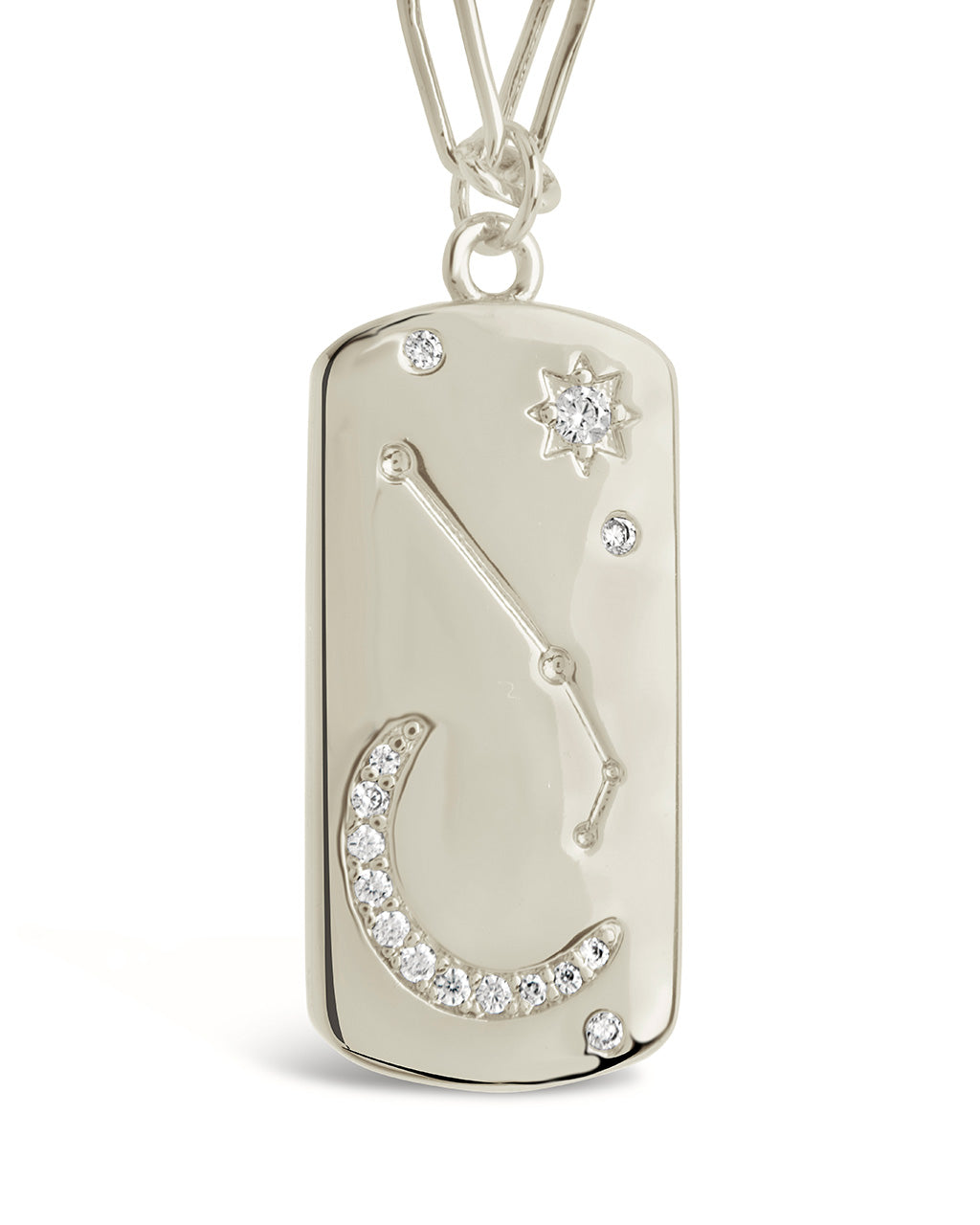 CZ Constellation Dog Tag Pendant Necklace