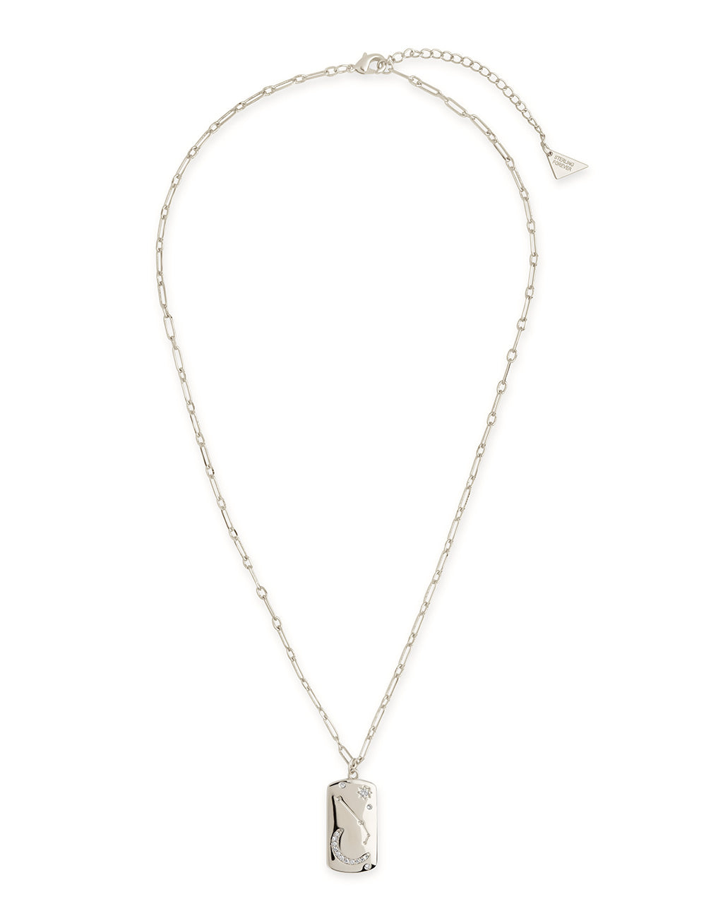 CZ Constellation Dog Tag Pendant Necklace