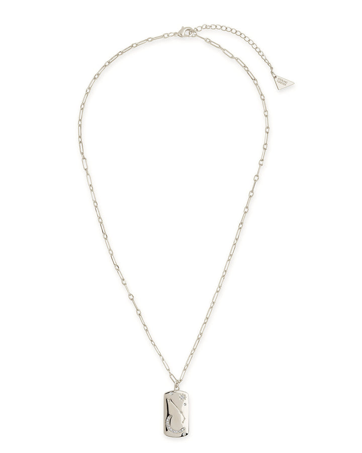 CZ Constellation Dog Tag Pendant Necklace