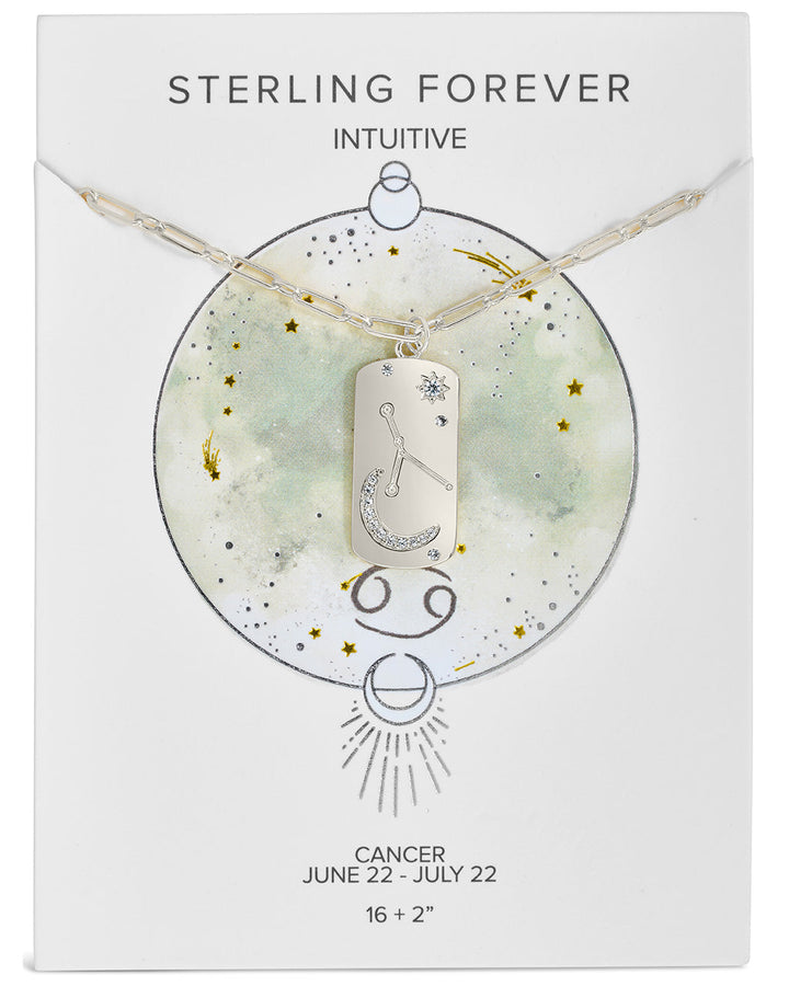 CZ Constellation Dog Tag Pendant Necklace