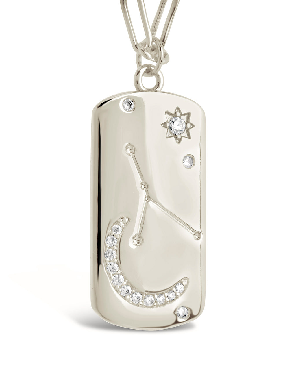CZ Constellation Dog Tag Pendant Necklace