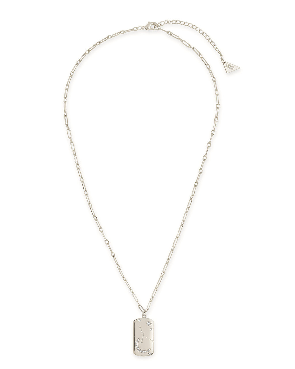 CZ Constellation Dog Tag Pendant Necklace