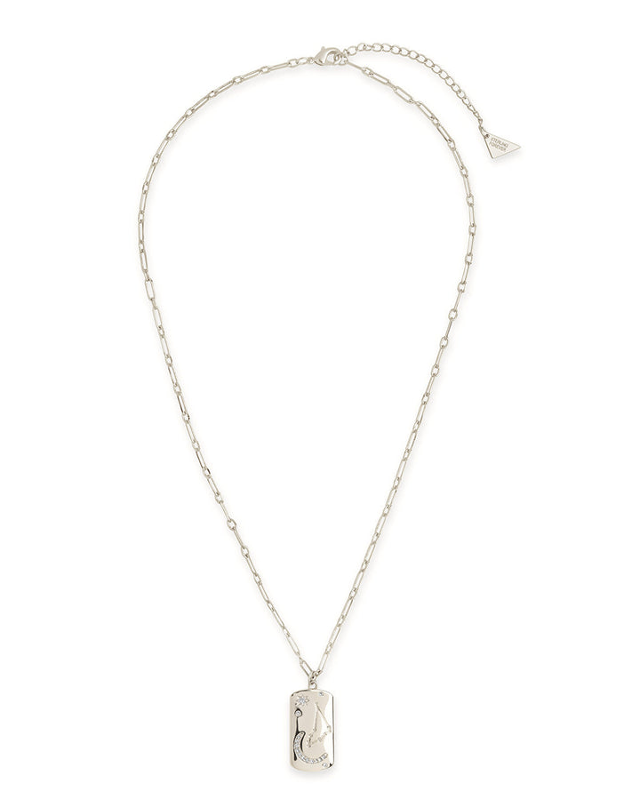 CZ Constellation Dog Tag Pendant Necklace