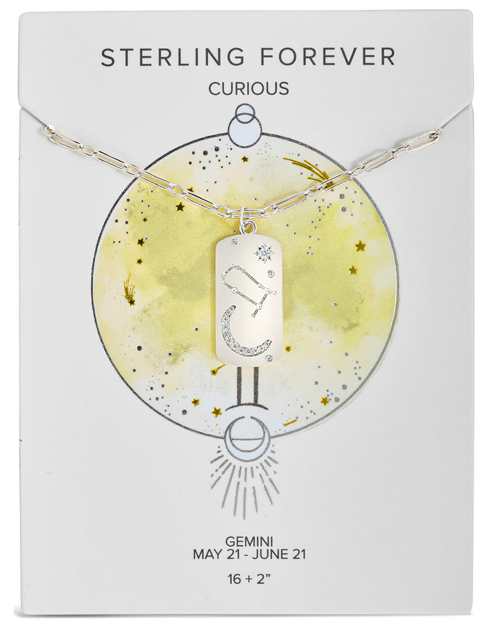 CZ Constellation Dog Tag Pendant Necklace