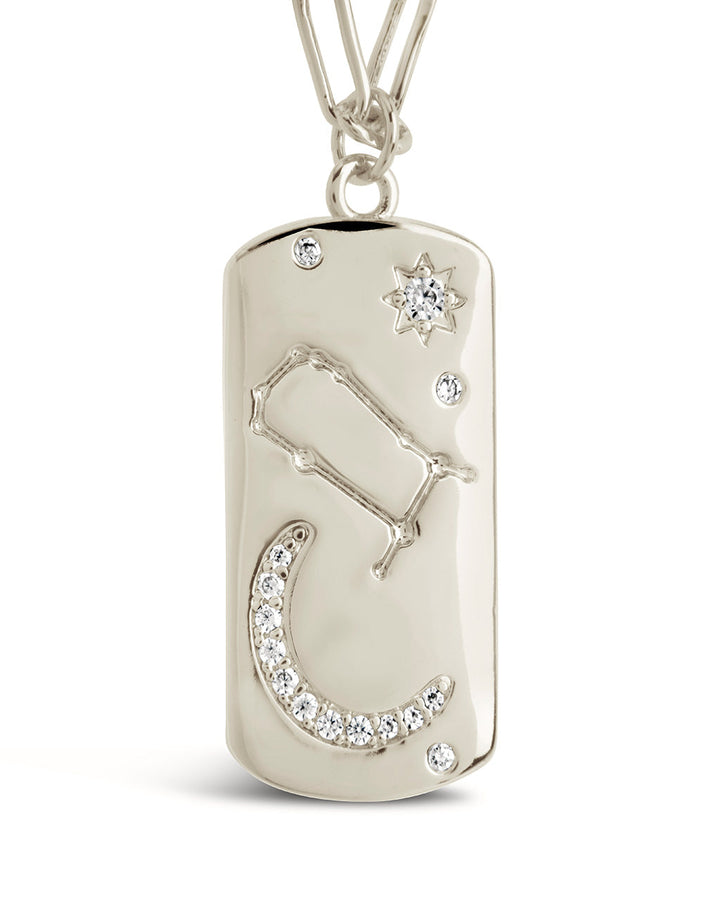 CZ Constellation Dog Tag Pendant Necklace