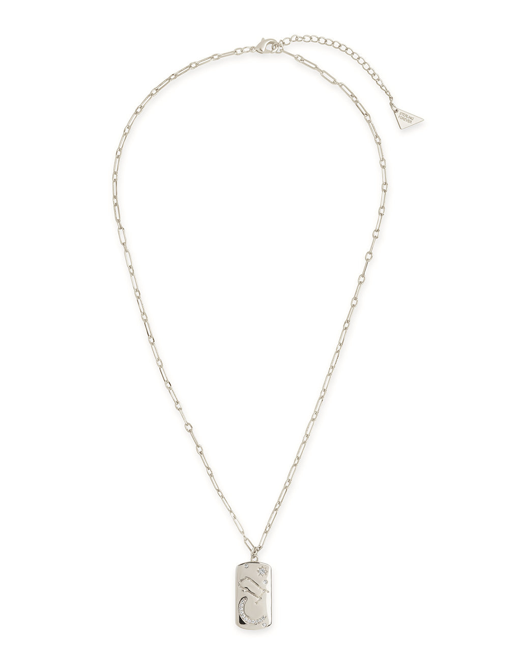 CZ Constellation Dog Tag Pendant Necklace