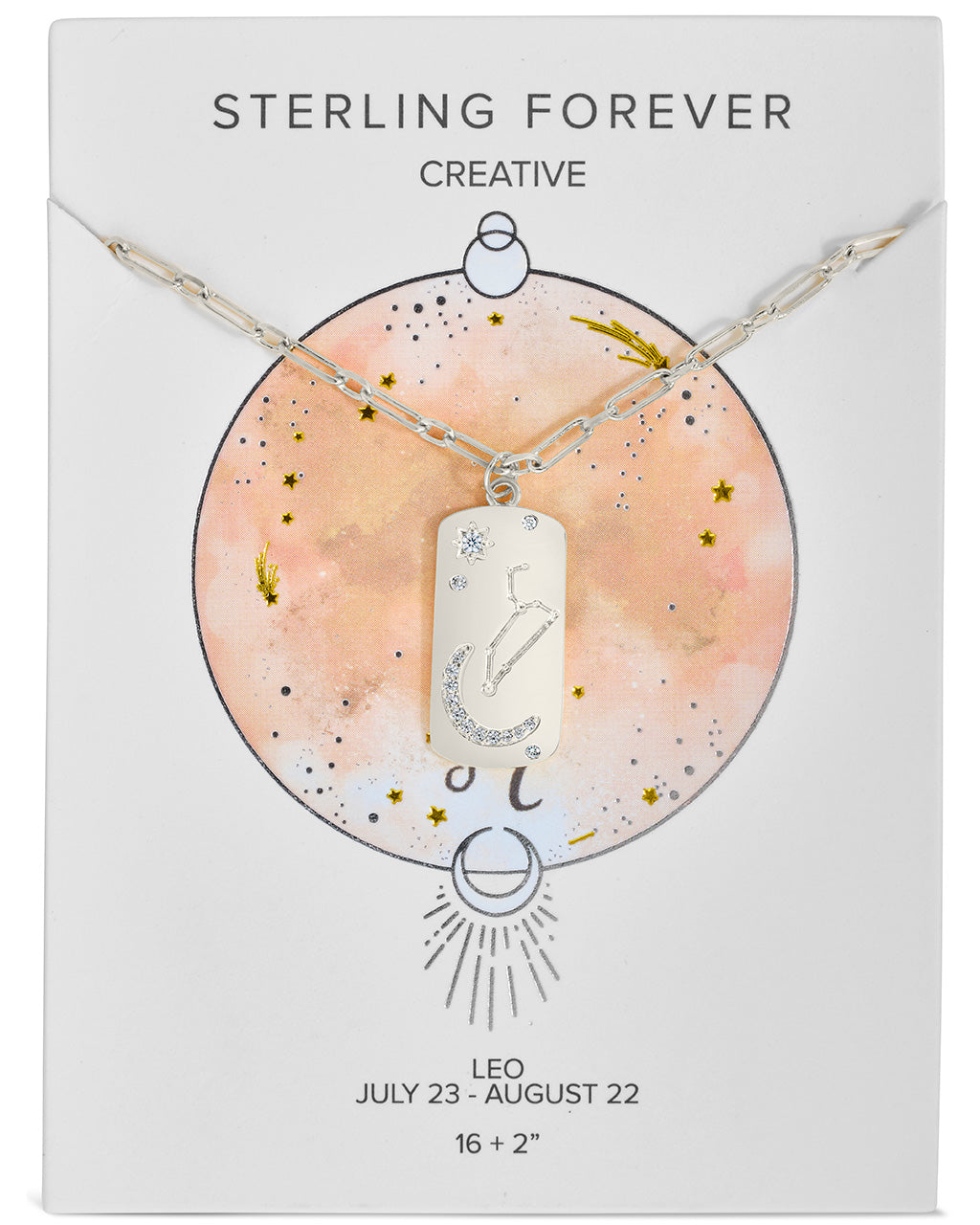CZ Constellation Dog Tag Pendant Necklace