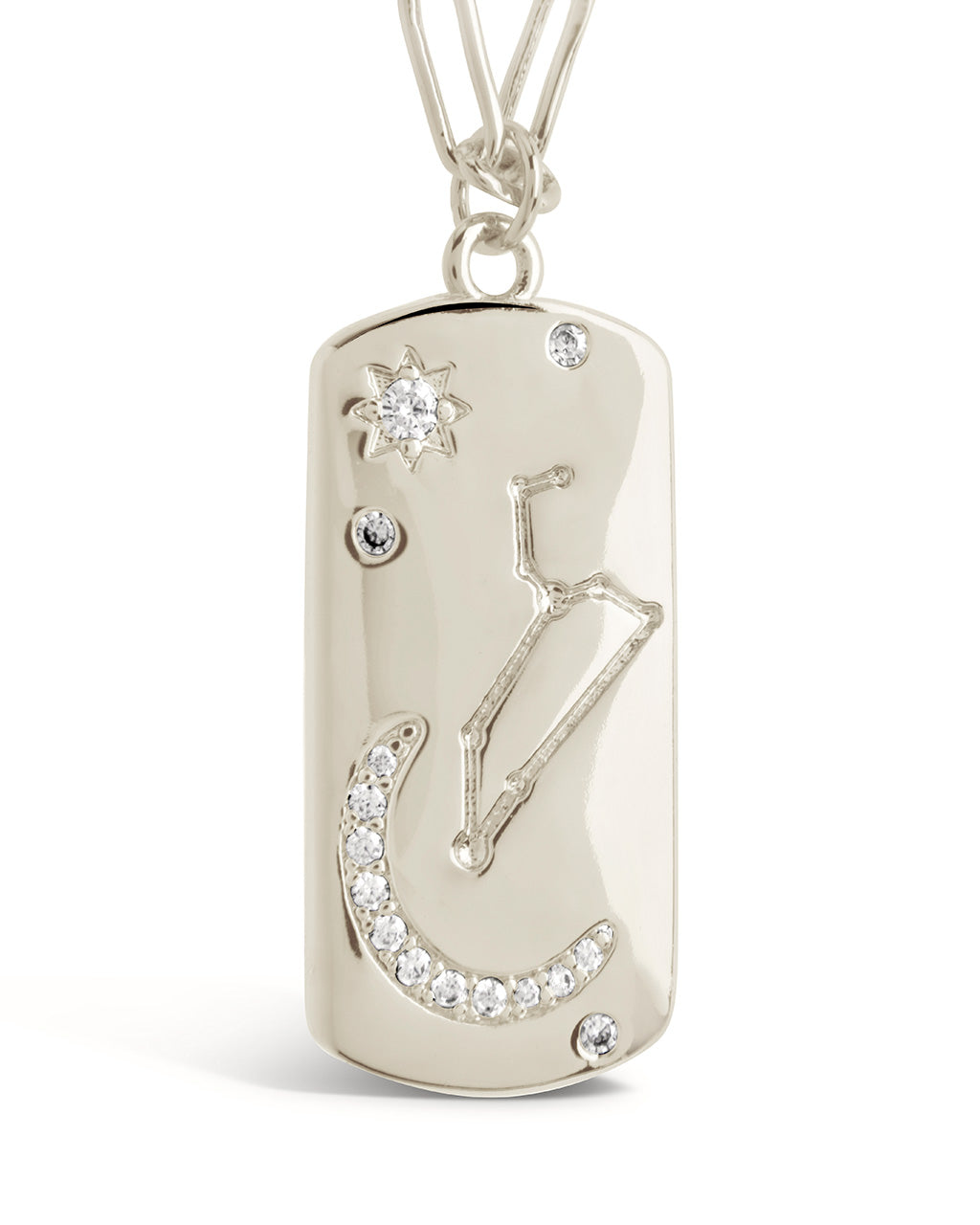 CZ Constellation Dog Tag Pendant Necklace
