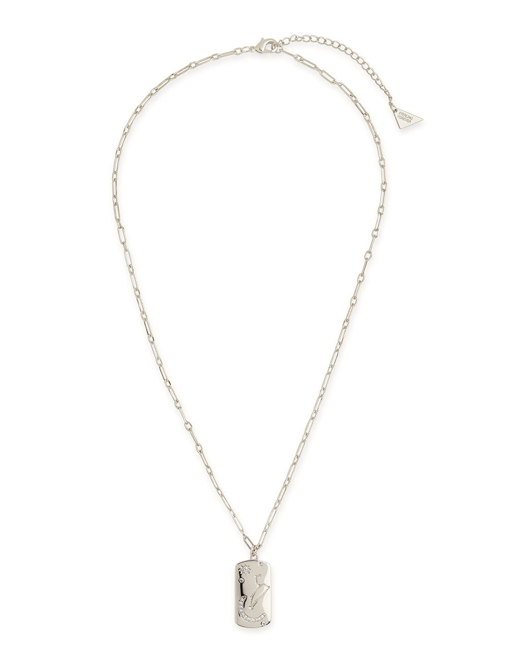 CZ Constellation Dog Tag Pendant Necklace