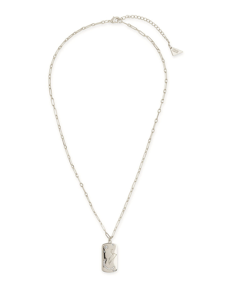 CZ Constellation Dog Tag Pendant Necklace