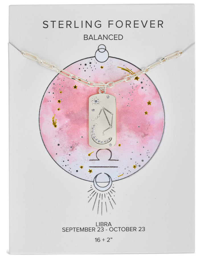 CZ Constellation Dog Tag Pendant Necklace