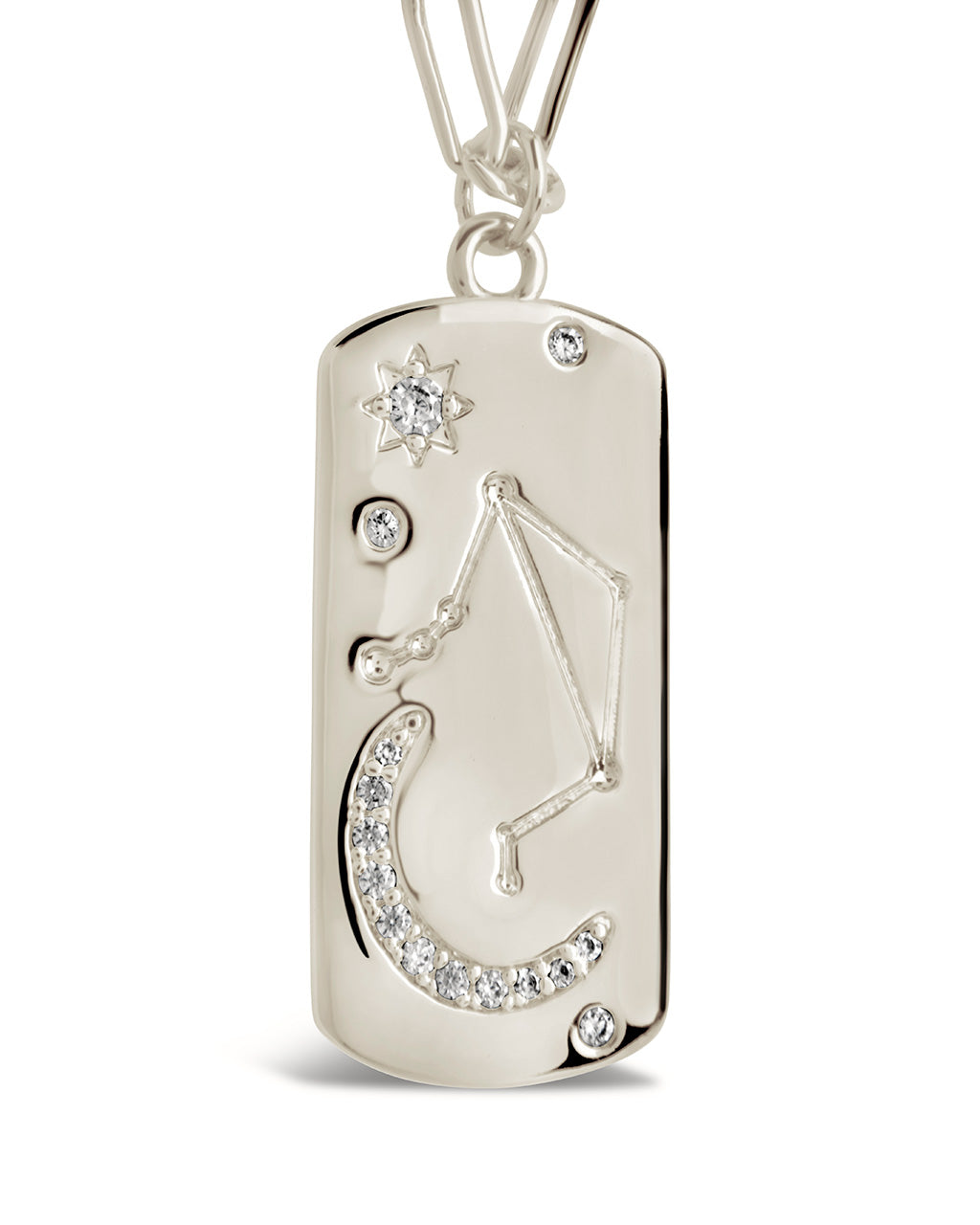CZ Constellation Dog Tag Pendant Necklace