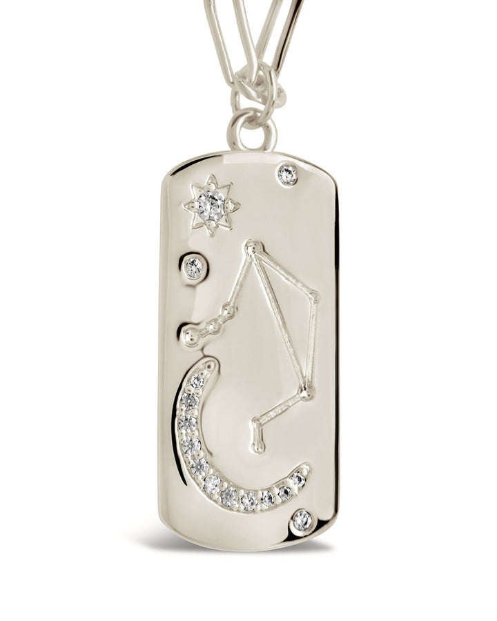 CZ Constellation Dog Tag Pendant Necklace