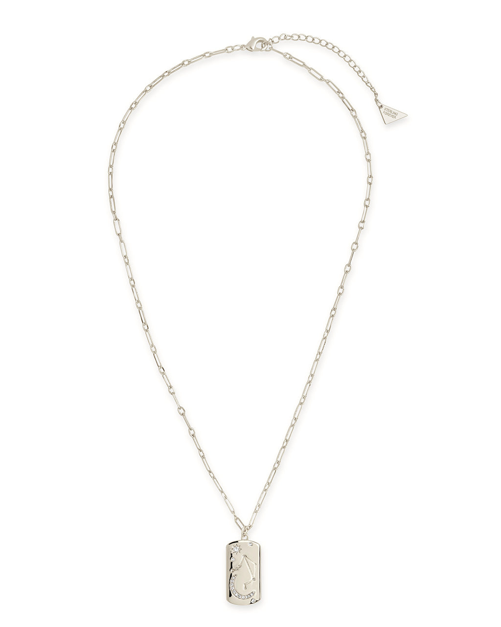 CZ Constellation Dog Tag Pendant Necklace