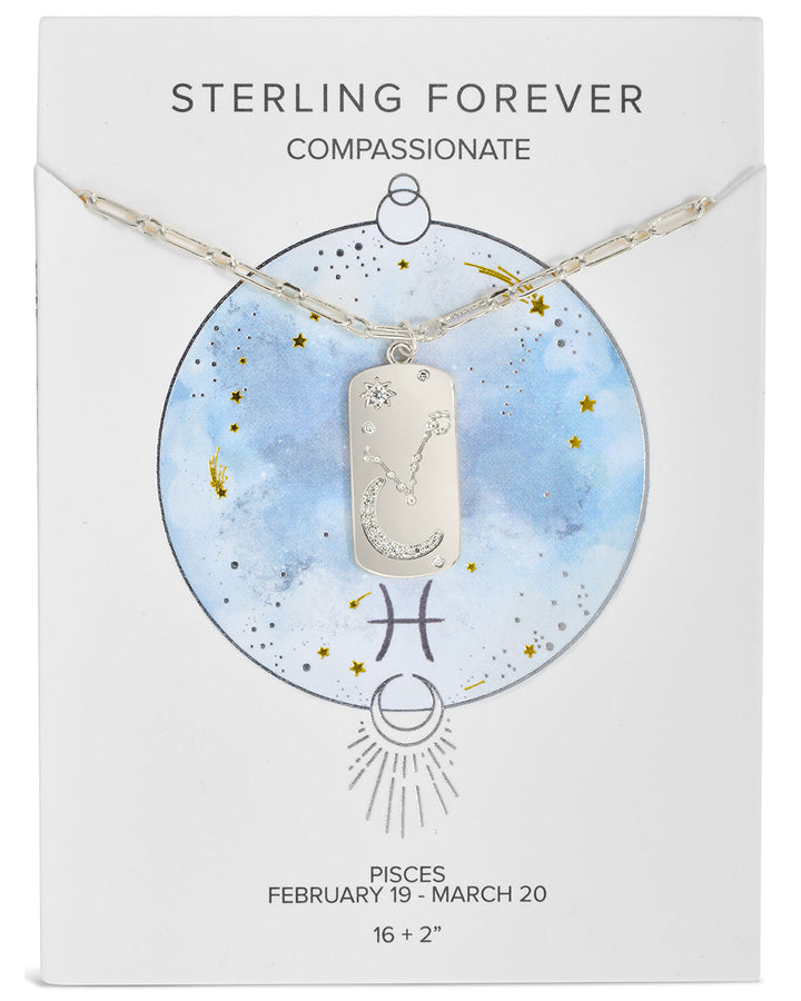 CZ Constellation Dog Tag Pendant Necklace