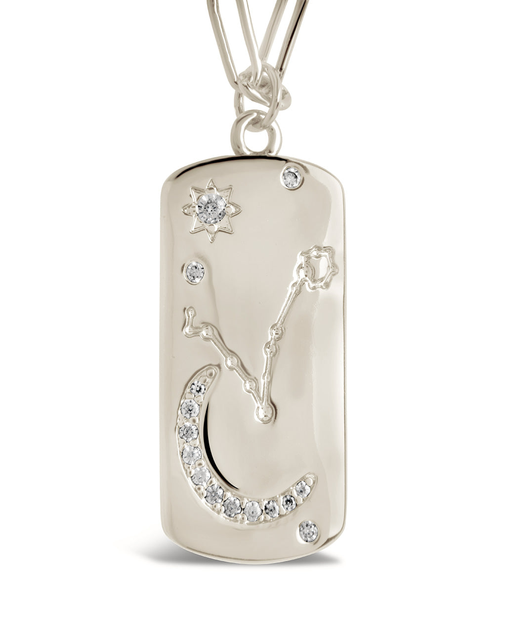 CZ Constellation Dog Tag Pendant Necklace