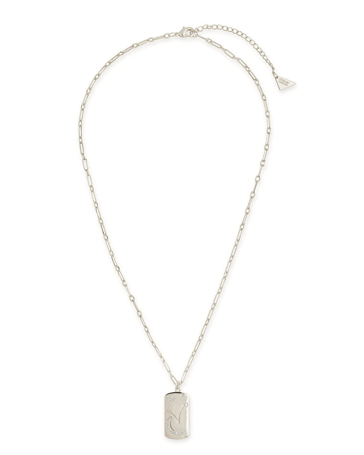 CZ Constellation Dog Tag Pendant Necklace