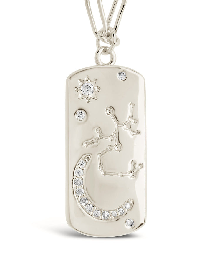 CZ Constellation Dog Tag Pendant Necklace