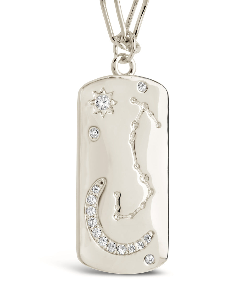 CZ Constellation Dog Tag Pendant Necklace