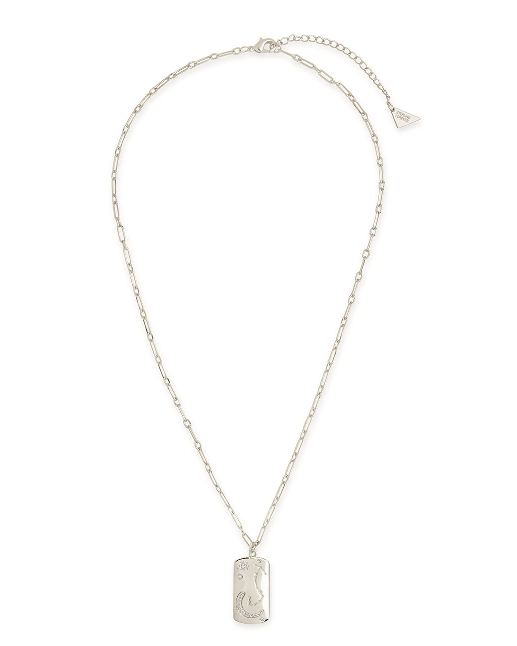 CZ Constellation Dog Tag Pendant Necklace