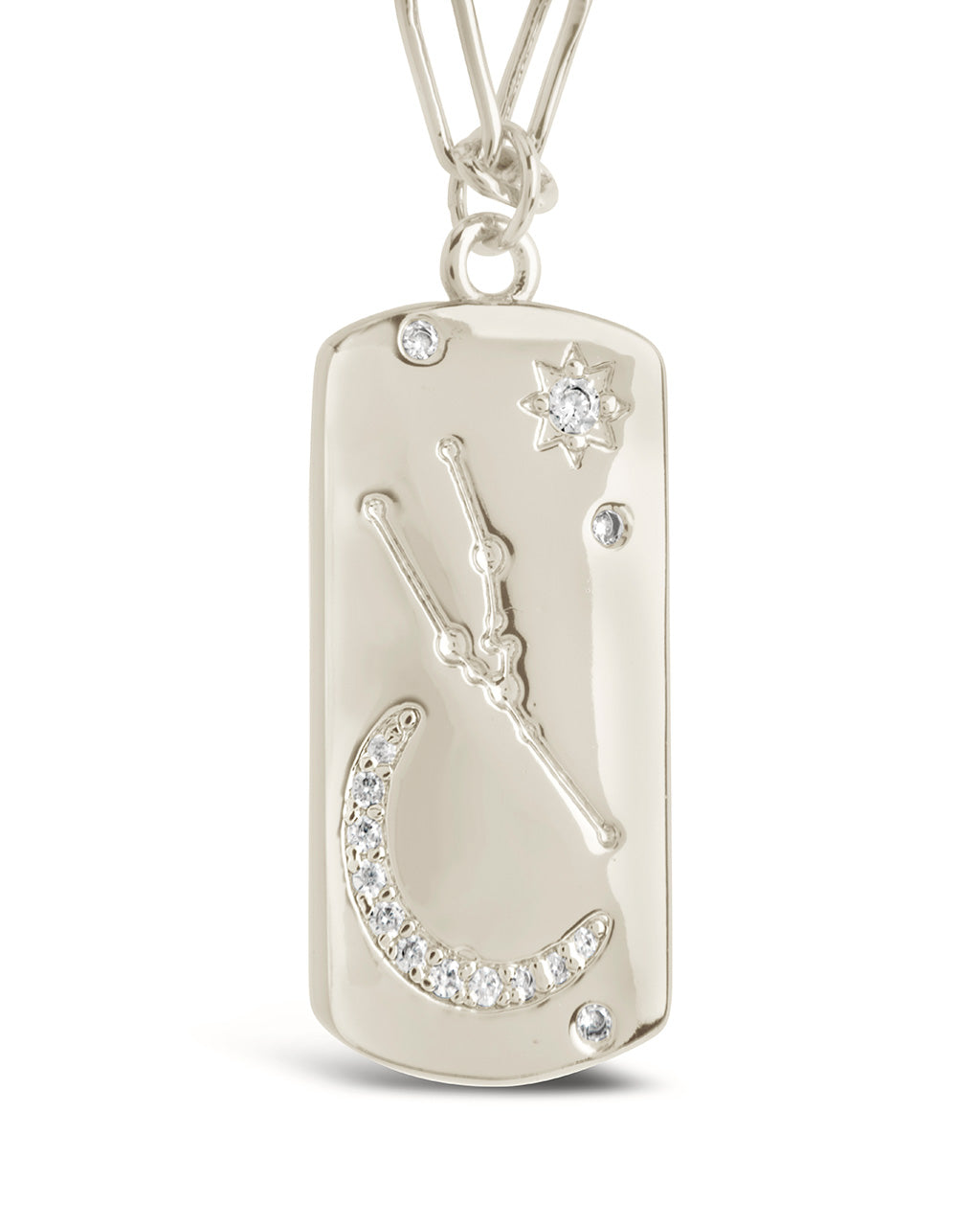 CZ Constellation Dog Tag Pendant Necklace
